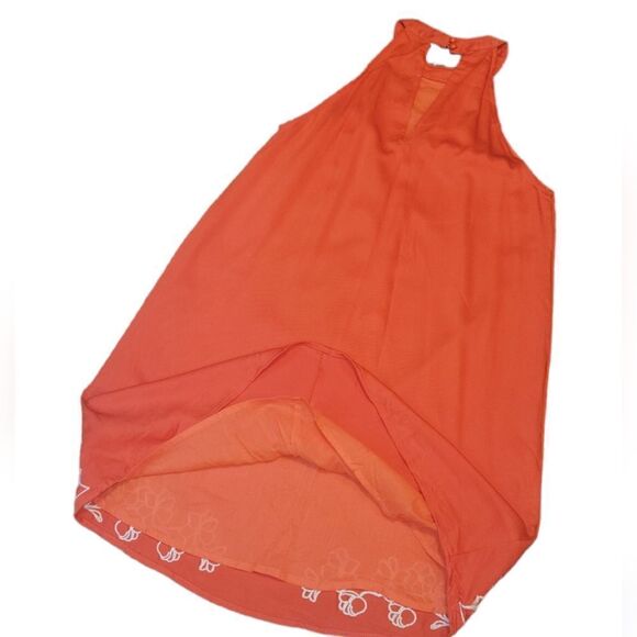 NWT Lulus Fabiola Coral Orange Embroidered Halter Shift Dress S - Picture 8 of 14
